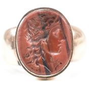 19TH CENTURY LAVA INTAGLIO SEAL RING