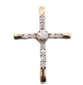 HALLMARKED 9CT GOLD & DIAMOND CROSS NECKLACE PENDANT