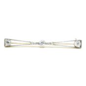 GOLD & PLATINUM DIAMOND BAR BROOCH PIN