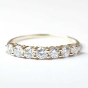 HALLMARKED 9CT GOLD & CZ SEVEN STONE RING