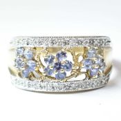 HALLMARKED 9CT GOLD AMETHYST & DIAMOND CLUSTER RING