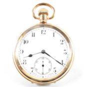 GOLD PLATED 15 JEWEL OPEN FACE POCKET WATCH