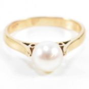 HALLMARKED 9CT GOLD & CULTURED PEARL RING