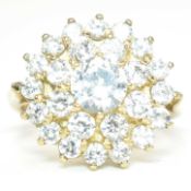 HALLMARKED 9CT GOLD & CZ CLUSTER RING