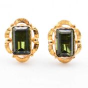 PAIR OF 9CT GOLD & TOURMALINE EARRINGS