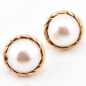 PAIR OF 14CT GOLD & MABE PEARL EARRINGS