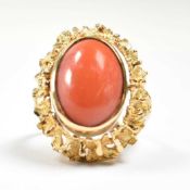 GOLD CORAL & AMAZONITE HALO FLIP RING