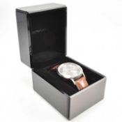 EMPORIO ARMANI STAINLESS STEEL & LEATHER WRIST WATCH