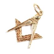 HALLMARKED 9CT GOLD MASONIC PENDANT CHARM