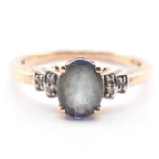 HALLMARKED 9CT GOLD BI-COLOUR TANZANITE & DIAMOND RING