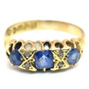EDWARDIAN 18CT GOLD SAPPHIRE & DIAMOND RING