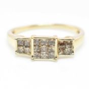 HALLMARKED 9CT GOLD & CHAMPAGNE DIAMOND RING