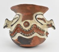 MID CENTURY PAPUA NEW GUINEA JANUS MASK POT WITH HANDLES