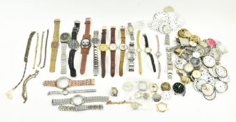 COLLECTION OF POCKET WATCH PARTS & MOVEMENTS IN GAMAGE BOX