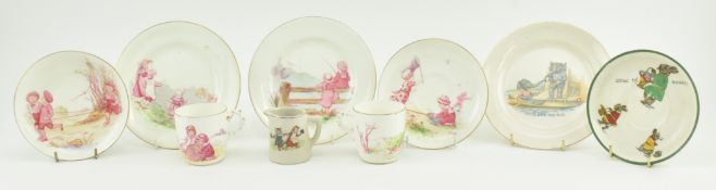 COLLECTION OF VICTORIAN & EDWARDIAN CHILDREN'S PLATES & TEACUPS