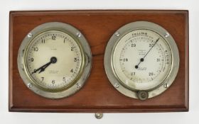 F. SMITH & SON, SOUTHAMPTON - EARLY 20TH CENTURY MARINE CLOCK & BAROMETER