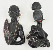 TWO VINTAGE AFRICAN TRIBAL WALL FIGURINE MODELS