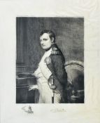 19TH CENTURY ENGRAVING ON SILK DEPICTING NAPOLEON AFTER DELAROCHE