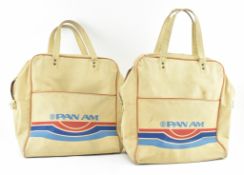 TWO VINTAGE CIRCA 1970S PANAM AIRWAYS CARRY ON HAND LUGGAGE BAGS