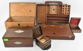 FIVE EARLY 20TH CENTURY & LATER WOODEN WORK / ARTISTS' WOODEN BOXES