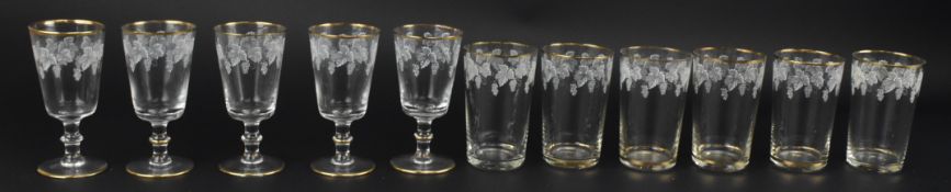 COLLECTION OF EARLY 20TH CENTURY GILT RIMMED DRINKING GLASSES
