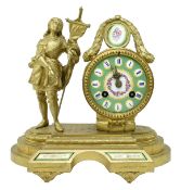 JAPY FRERES, FRANCE - 19TH CENTURY GILT METAL & ENAMEL 8-DAY MANTLE CLOCK