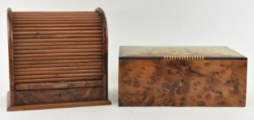 TWO EARLY 20TH CENTURY BIRD'S EYE MAPLE VENEERED DESK TIDY BOXES