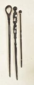 COLLECTION OF THREE TRIBAL AFRICAN WALKING STICKS