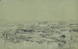 JAMES STARK (1794-1859) - LANDSCAPE - PENCIL & CHALK ON PAPER PAINTING