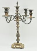 19TH CENTURY VICTORIAN FOUR BRANCH SILVER PLATED CANDELABRA WITH SNUFF