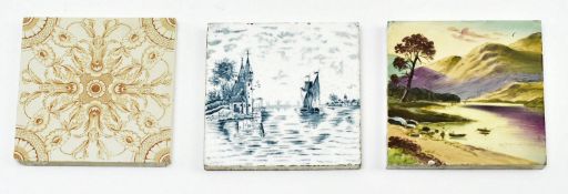 THREE 19TH CENTURY DECORATIVE CERAMIC WALL TILES