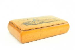 19TH CENTURY SCOTTISH SYCAMORE HUNTING SCENE SNUFF BOX