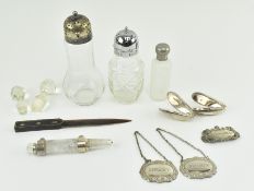 A COLLECTION OF GLASS & METAL PIECES AND OTHERS