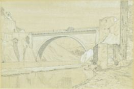 PHILIP GREGORY NEEDELL (1886-1974) - BRIDGE AT SISTERON - PENCIL DRAWING
