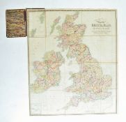 1847 MAP OF THE BRITISH ISLES ON LINEN BY J. & C. WALKER
