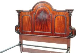 19TH CENTURY VICTORIAN FLAME MAHOGANY DOUBLE BED FRAME