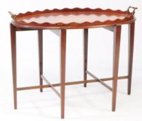 EDWARDIAN SHERATON REVIVAL MAHOGANY INLAID BUTLER TRAY TABLE