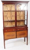 EDWARDIAN MAHOGANY & WALNUT DISPLAY CABINET BOOKCASE