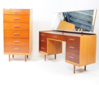 BRITISH MODERN DESIGN - TALLBOY CHEST OF DRAWERS & DRESSING TABLE