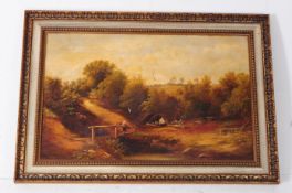 19TH CENTURY OIL ON BOARD LANDSCAPE PAINTING