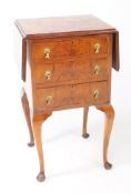 1930S QUEEN ANNE WALNUT PEDESTAL BEDSIDE CABINET