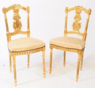 PAIR OF FRENCH BAROQUE GILT WOOD SALON - DINING CHAIRS