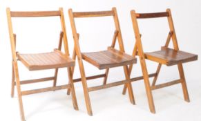 SET OF THREE GEORGE V FOLDING WOODEN FLIGHT DISPERSAL FOLDING CHAIRS