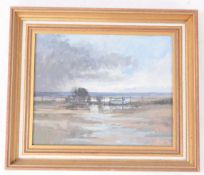 NORMAN BATTERSHILL - 'WINTER FLOODS' - 20TH CENTURY OIL ON BOARD
