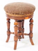 VICTORIAN 19TH CENTURY WALNUT REVOLVING PIANO STOOL