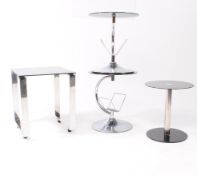 MANNER OF EILEEN GREY - MATCHED PAIR OF CHROME & SMOKE GLASS TABLES