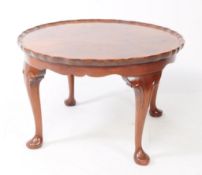 1930S ART DECO 20TH CENTURY BURR WALNUT PIE CRUST COFFEE TABLE