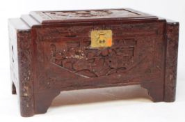 20TH CENTURY CHINESE CAMPHOR WOOD CARVED BLANKET BOX CHEST
