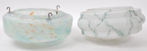 TWO 1930S ART DECO FLY CATCHER GLASS CEILING LIGHTS SHADES