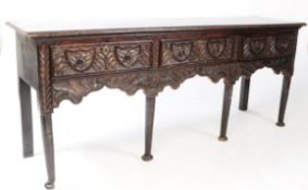 LATE 18TH CENTURY CARVED OAK DRESSER BASE SIDEBOARD